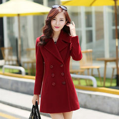 2017 autumn and winter new Korean women's fashion fashion coat, long hair coat, women's suit is thin 165/88A Claret