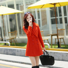 2017 autumn and winter new Korean women's fashion fashion coat, long hair coat, women's suit is thin 165/88A Orange red
