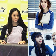 FX Zheng Xiujing Krystal age with a cotton long sleeved T-shirt couples dress sisters bestie with students XXL (pure cotton) Blue sleeves (long sleeves)