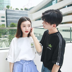 2017 new couples dress summer tide love Korean BF loose short sleeved T-shirt short sleeve shirt casual female students XS black