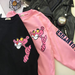 The pink panther sweater and autumn pinkpanther Tigger long sleeved T-Shirt Pink couples dress, Hong Kong brand wind F Pink [Plush money]