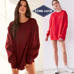 The Japanese version of the Champion champion female cotton sweater shirt sleeve head loose long sleeved T-shirt male couple coat S Red wine