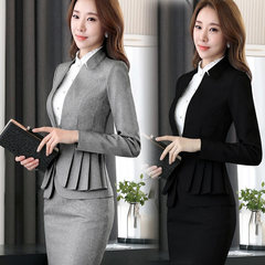 Female occupation suit 2017 new winter fashion OL suit dress suit overalls slim lady with long sleeves S Size is small, pay attention to size and consulting customer service