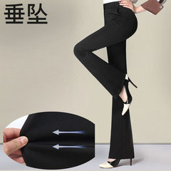 Autumn Korean special mother novel micro horn thickened high waisted trousers black suit pants pants fabric occupation 3XL Coffee