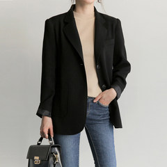 2017 new spring coat suit female Korean temperament straight black suit all-match commuter spring tide S black