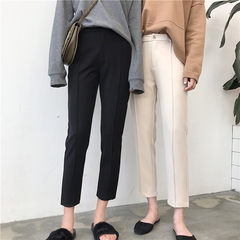 Autumn Korean women's new solid thin waist all-match students nine casual pants pants suit pants female Haren L code black