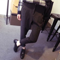 Wool pants pants Haren winter radish feet pants suit loose slim nine casual pants trousers thick tide S recommends 95-100 Jin black