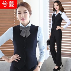 New winter suit vest suit short occupation female all-match Korean bank overalls hotel vest dress 3XL Gray one-piece waistcoat
