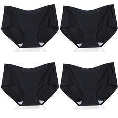 Special offer every day 4 women no trace of ice speed dry underwear breathable one-piece solid waist crotch briefs M 4 Black