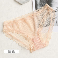 A thin section of fine gauze lace underwear sexy female hollow thin transparent low waist briefs Ms. summer girl M (80-120 Jin) Skin colour