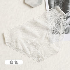 A thin section of fine gauze lace underwear sexy female hollow thin transparent low waist briefs Ms. summer girl M (80-120 Jin) white