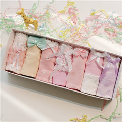 7 female Japanese cotton underwear gift box cute sexy lace cotton waist briefs head cotton fabric XL code weighs 110-140 pounds Girl heart