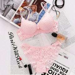 Six women's bra sets, sexy sexy lace, small breasts, big size underwear underwear Pink 70A