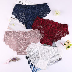 The 4 gift box sexy underwear female lace hot seamless transparent waist cotton crotch size lady briefs F (85-115 kg) Principal graph color