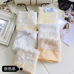 MZ cotton underwear female 6 gift box academy lace girls pure size waist briefs XL Skin color system