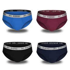 The 4 young men's underwear with gold modal waist middle-aged triangle underpants cotton breathable male briefs L Cotton: wide silver belt: black, blue, red, blue sky