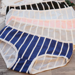 New value five gift packages, ladies cotton underwear girls College Japanese wind underwear F (1.8-2.2 feet wearing 55kg) Five colored vertical stripes