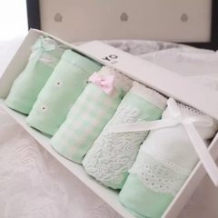 New value five gift packages, ladies cotton underwear girls College Japanese wind underwear F (1.8-2.2 feet wearing 55kg) Five green rose