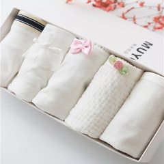 New value five gift packages, ladies cotton underwear girls College Japanese wind underwear F (1.8-2.2 feet wearing 55kg) Five white cotton sets