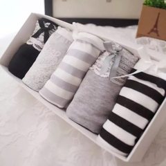 New value five gift packages, ladies cotton underwear girls College Japanese wind underwear F (1.8-2.2 feet wearing 55kg) Five black roses