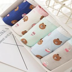 New value five gift packages, ladies cotton underwear girls College Japanese wind underwear F (1.8-2.2 feet wearing 55kg) Five cartoon pure cotton Brown bears