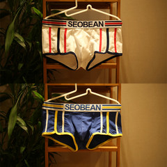 Cotton men's underwear sexy men pants waist Metrosexual youth comfort four angle shipping underwear M White + blue