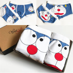 Over 2 pieces of clothes lovely cartoon couple underwear men boxer female cotton underwear triangle creative personality (boxed) L Mens code + female size Royal Blue