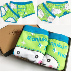 Over 2 pieces of clothes lovely cartoon couple underwear men boxer female cotton underwear triangle creative personality (boxed) L Mens code + female size NK01- small steamed bun