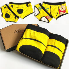 Over 2 pieces of clothes lovely cartoon couple underwear men boxer female cotton underwear triangle creative personality (boxed) L Mens code + female size NK01- Winnie the Pooh
