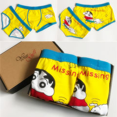 Over 2 pieces of clothes lovely cartoon couple underwear men boxer female cotton underwear triangle creative personality (boxed) L Mens code + female size NK01- new puppy and dog