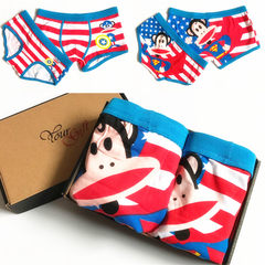 Over 2 pieces of clothes lovely cartoon couple underwear men boxer female cotton underwear triangle creative personality (boxed) L Mens code + female size NK01- Superman monkey