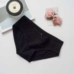 Ladies Cotton fabric cotton underwear briefs waist waist cute sexy girls breathable Japanese students M Bow Tie Black