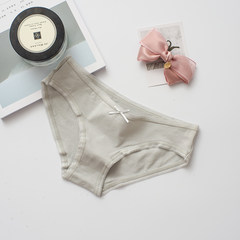 Ladies Cotton fabric cotton underwear briefs waist waist cute sexy girls breathable Japanese students M Bow knot grey
