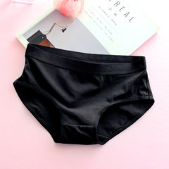 Ladies Cotton fabric cotton underwear briefs waist waist cute sexy girls breathable Japanese students M black