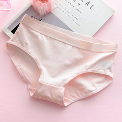 Ladies Cotton fabric cotton underwear briefs waist waist cute sexy girls breathable Japanese students M Light pink