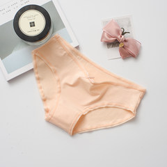 Ladies Cotton fabric cotton underwear briefs waist waist cute sexy girls breathable Japanese students M Bow apricot
