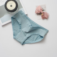 Ladies Cotton fabric cotton underwear briefs waist waist cute sexy girls breathable Japanese students M Bow knot blue