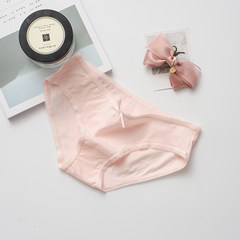 Ladies Cotton fabric cotton underwear briefs waist waist cute sexy girls breathable Japanese students M Bow knot Pink