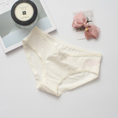 Ladies Cotton fabric cotton underwear briefs waist waist cute sexy girls breathable Japanese students M Bow knot white