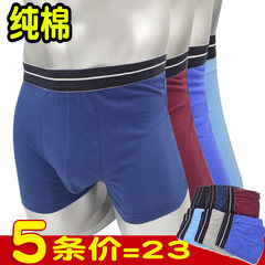 Men's underwear boxer cotton waist four cotton pants waist angle in the elderly with fat XL pants shorts XXL (weight 140 / waist two feet four or five) Medium lumbar plain ribs (five pieces of random multicolor)
