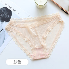 Hollow gauze underwear lace underwear sexy female cotton crotch pants waist briefs girls girls M (80-120 Jin) Skin colour
