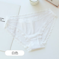Hollow gauze underwear lace underwear sexy female cotton crotch pants waist briefs girls girls M (80-120 Jin) white