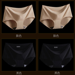 4 ladies underwear female seamless silk thin waist cotton piece sexy file briefs XL code (135-150 Jin) 2 black +2 complexion