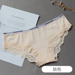 Japanese girl lace pure cotton underwear, sexy lady waist triangle cotton, no trace cotton fabric pants head M Skin colour