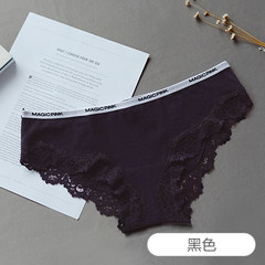 Japanese girl lace pure cotton underwear, sexy lady waist triangle cotton, no trace cotton fabric pants head M black