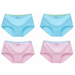 3-4 installed a piece of 100% cotton panties female sweat modal seamless antibacterial lady briefs in autumn and winter XL (for 135-160 pounds of MM) Sky blue + sky pink + pink + Pink