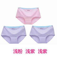 3-4 installed a piece of 100% cotton panties female sweat modal seamless antibacterial lady briefs in autumn and winter XL (for 135-160 pounds of MM) Pink + Purple + Purple