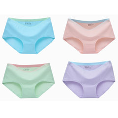 3-4 installed a piece of 100% cotton panties female sweat modal seamless antibacterial lady briefs in autumn and winter XL (for 135-160 pounds of MM) Blue + Green + Purple + Orange