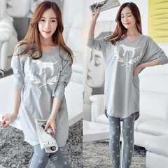 The spring and autumn winter sweet female pajamas cartoon modal XL Ms. long sleeved clothes to wear suits the students Home Furnishing thin Two sets minus 3 yuan style optional silvery