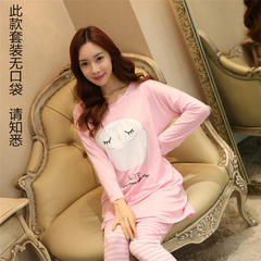 The spring and autumn winter sweet female pajamas cartoon modal XL Ms. long sleeved clothes to wear suits the students Home Furnishing thin Two sets minus 3 yuan style optional Medium pink
